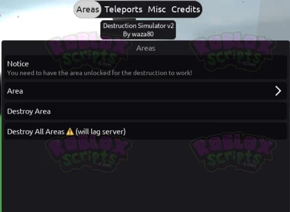 Destruction Simulator THE #1 FREE GUI – DESTORY ANY AREA OR ALL AREAS AT ONCE!