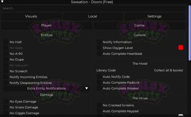 Doors OP FREE GUI SENSATION - FLOORS 1 & 2 SUPPORT - INSANE FEATURES - OCTOBER 2024