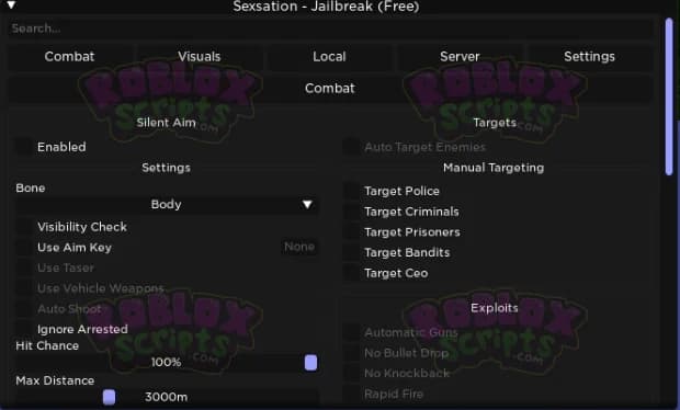 Jailbreak SENSATION GUI - INSANE FEATURES! FREE TRIAL