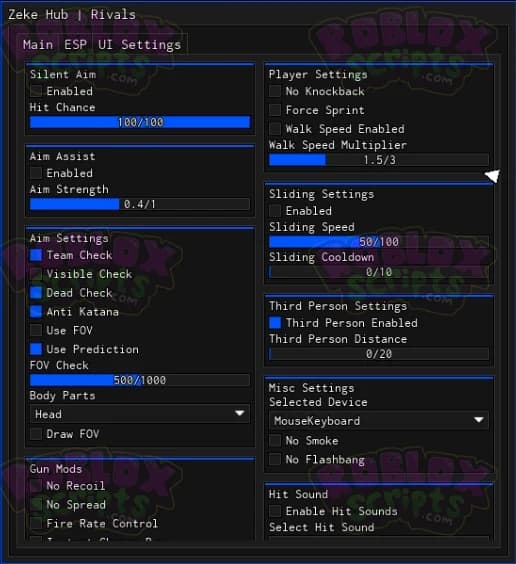 Rivals ZEKE HUB SCRIPT/GUI ANTI KATANA - SILENT AIM - GUN MODS - LEGIT AIM ASSIST & MORE! OCTOBER 2024
