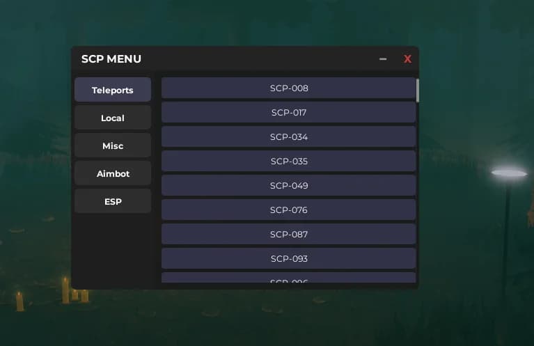SCP MENU, kill aura, aimbot, esp