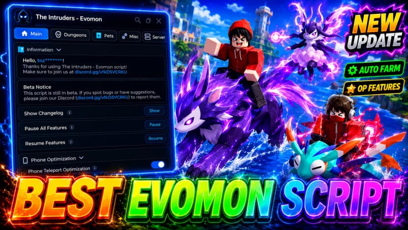 Auto Farm, auto boss Dungeons, Tower, Pets, Quests, ESP & Rewards