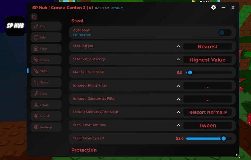 SP Hub Grow a Garden 2 (gag2) Auto Plant, Auto Steal, Auto Harvest, Anti Steal