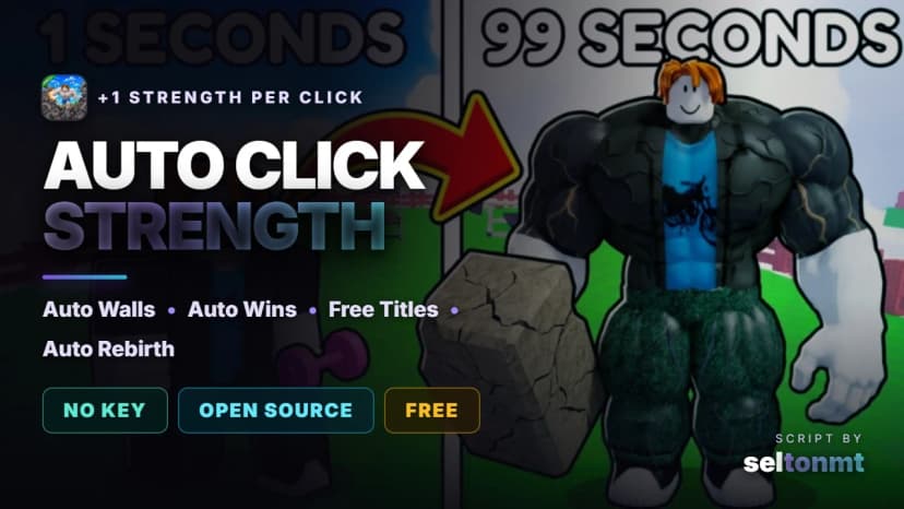 💪 +1 Strength Per Click | Auto Click, Free Click Upgrader & x20 Titles