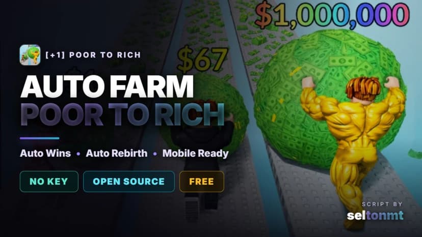 💰 [+1] Poor To Rich | Auto Wins, Auto Rebirth & Auto Upgrades