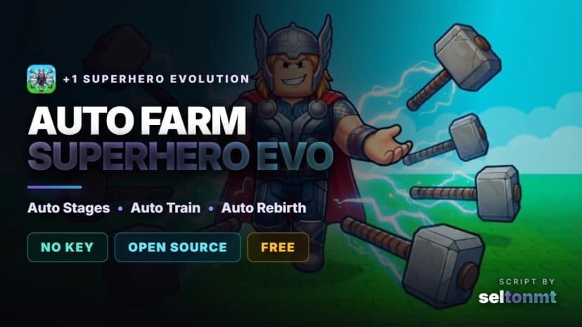 +1 Superhero Evolution Script - Auto Stages, Auto Training, Eggs & Rebirth