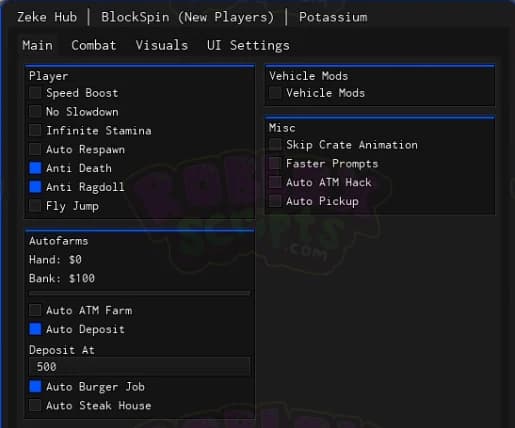 BlockSpin | ZEKE HUB | AUTO FARM BURGER & STEAK HOUSE JOBS | SILENT AIM | ANTI DEATH & MUCH MORE! PREMIUM GUI/SCRIPT