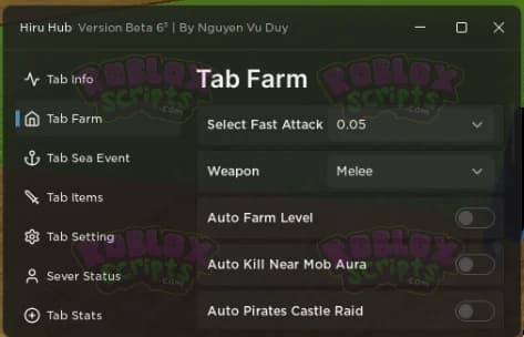 Blox Fruits HIRU HUB V6 NO KEY APRIL 2024
