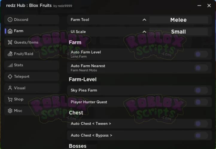 Blox Fruits REDZHUB FREE NO KEY, REALLY CLEAN FARMING GUI