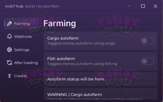 Bordr Gam NEW AUTO FARM GUI - CARGO FARM - FISHING FARM & MORE!