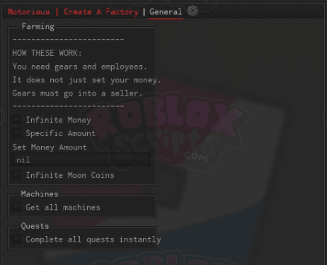 Create a Factory GET ALL MACHINES INCLUDING BLACKHOLE! | COMPLETE ALL QUESTS | FREE GUI