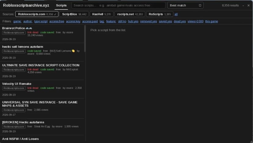 Robloxscriptsarchive.xyz Api Viewer | OPEN SOURCE