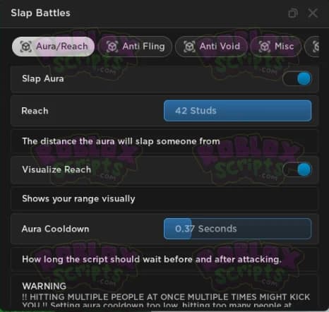 Slap Battles SLAP AURA & ANTI FLING/GODMODE